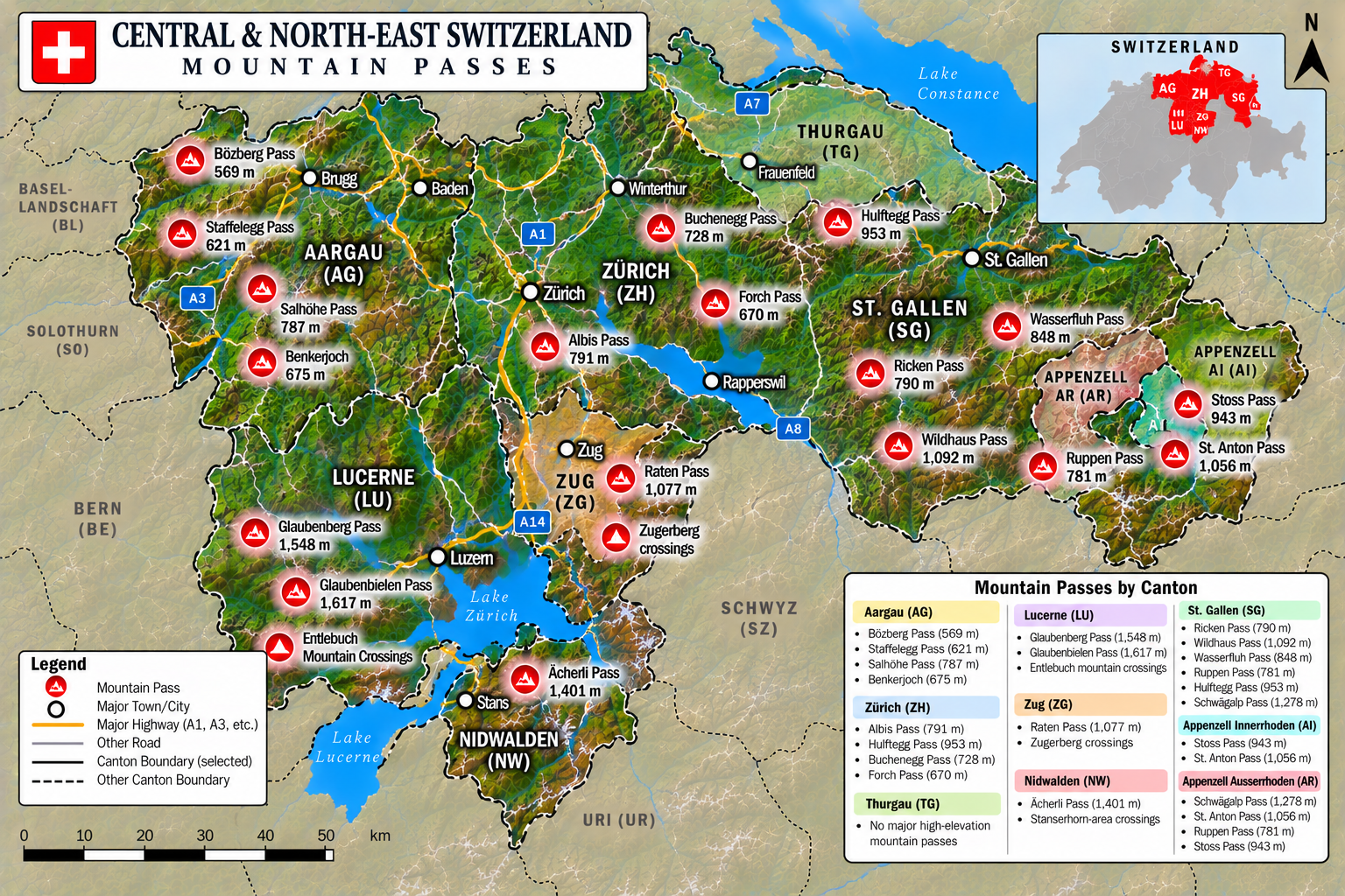 St. Gallen & Appenzell Map